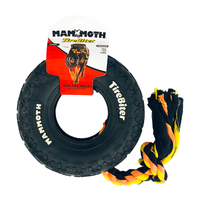 Mammoth TireBiter with Rope Dog Toy 10"