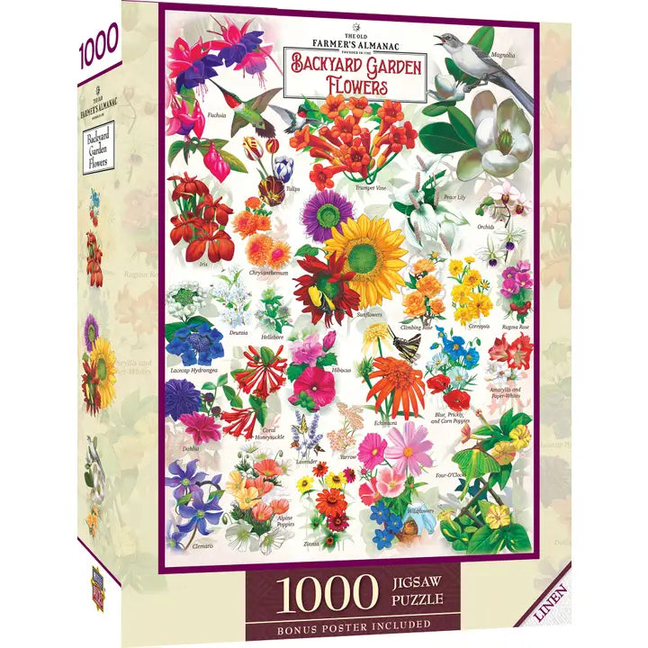 Puzzle, Backyard Garden Flowers Farmer's Almanac 1000 pc