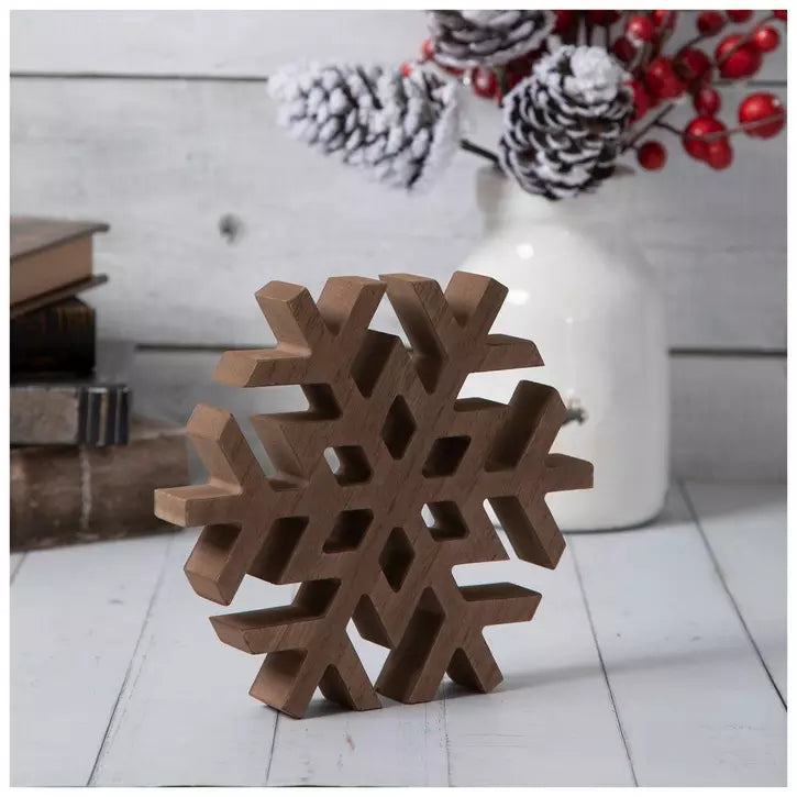 Wood Snowflake Brown Medium