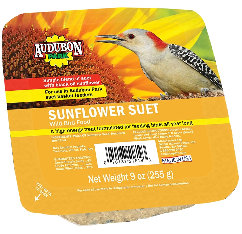 Audubon Sunflower Suet Cake 9oz