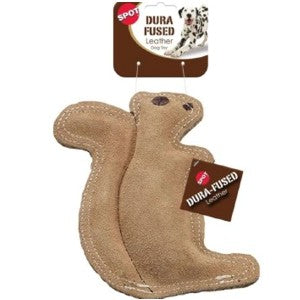 Dura-Fused Small Leather Squirrel Dog Toy