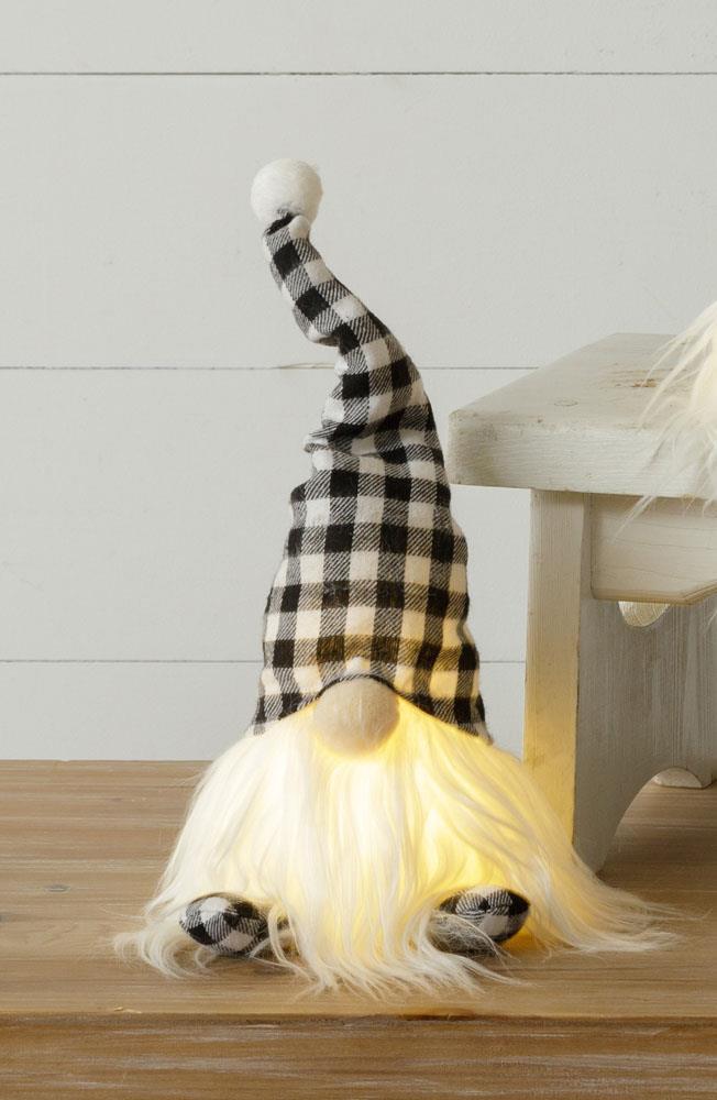 Lighted Black & White Check Gnome