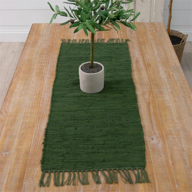 Table Runner - Chindi Weave,  Green
