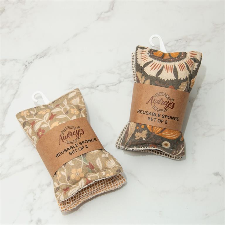 Reusable Fabric Sponges -  Neutral Floral