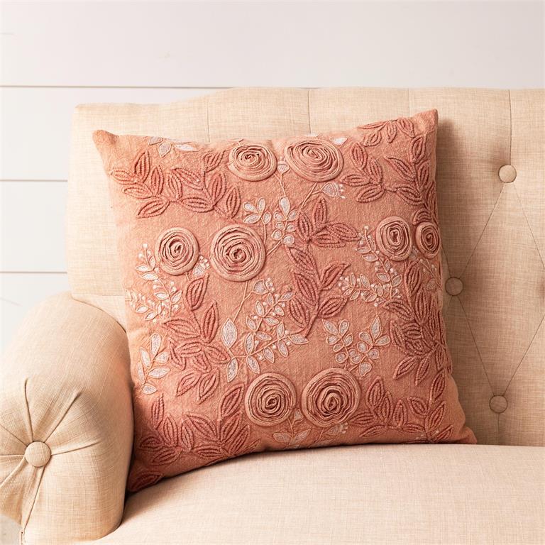 Pillow - Rose Embroidered Stone  Wash