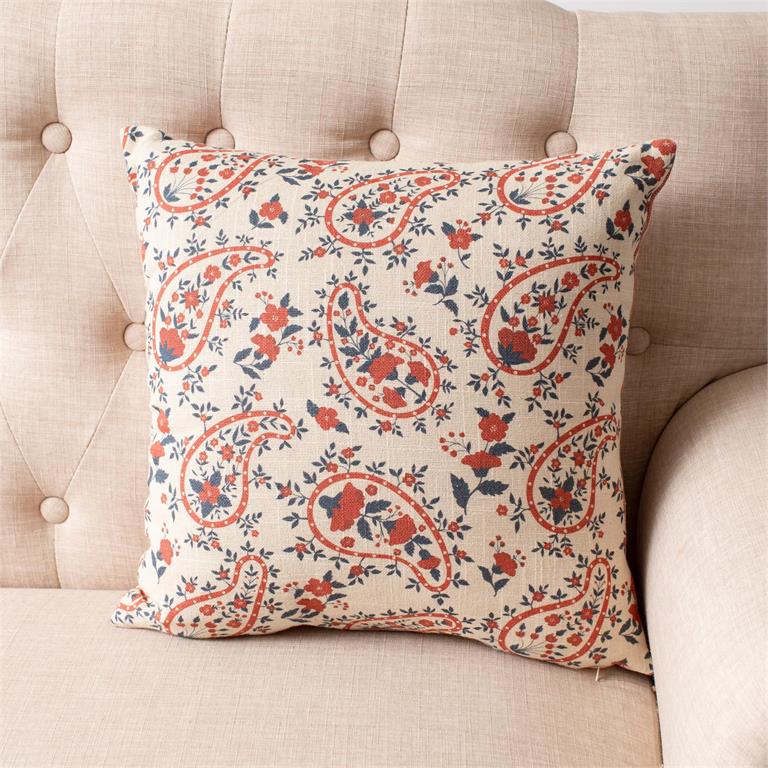 Pillow - Red And Blue Paisley  Floral
