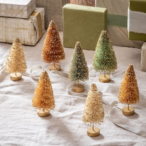 Shades of Green Table Décor Bottle Brush Tree Set