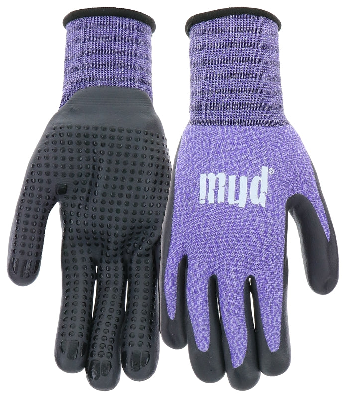 MUD Nitrile Coated Gloves, Violet, S/M