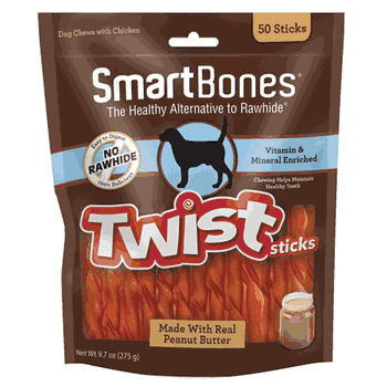 SmartBones Twist Sticks Peanut Butter 50pk