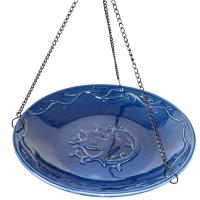 Ceramic Hanging Birdbath Bluebird