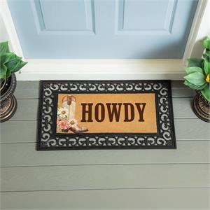Switch Mat Flocked Coir Floral Boots