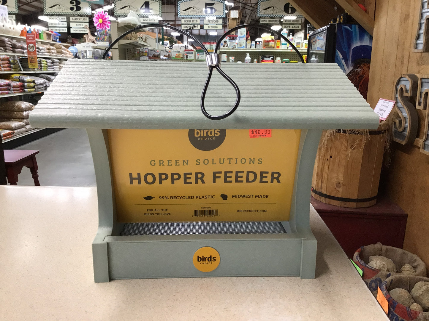 Recycled 3 qt Hopper Feeder Green Gray