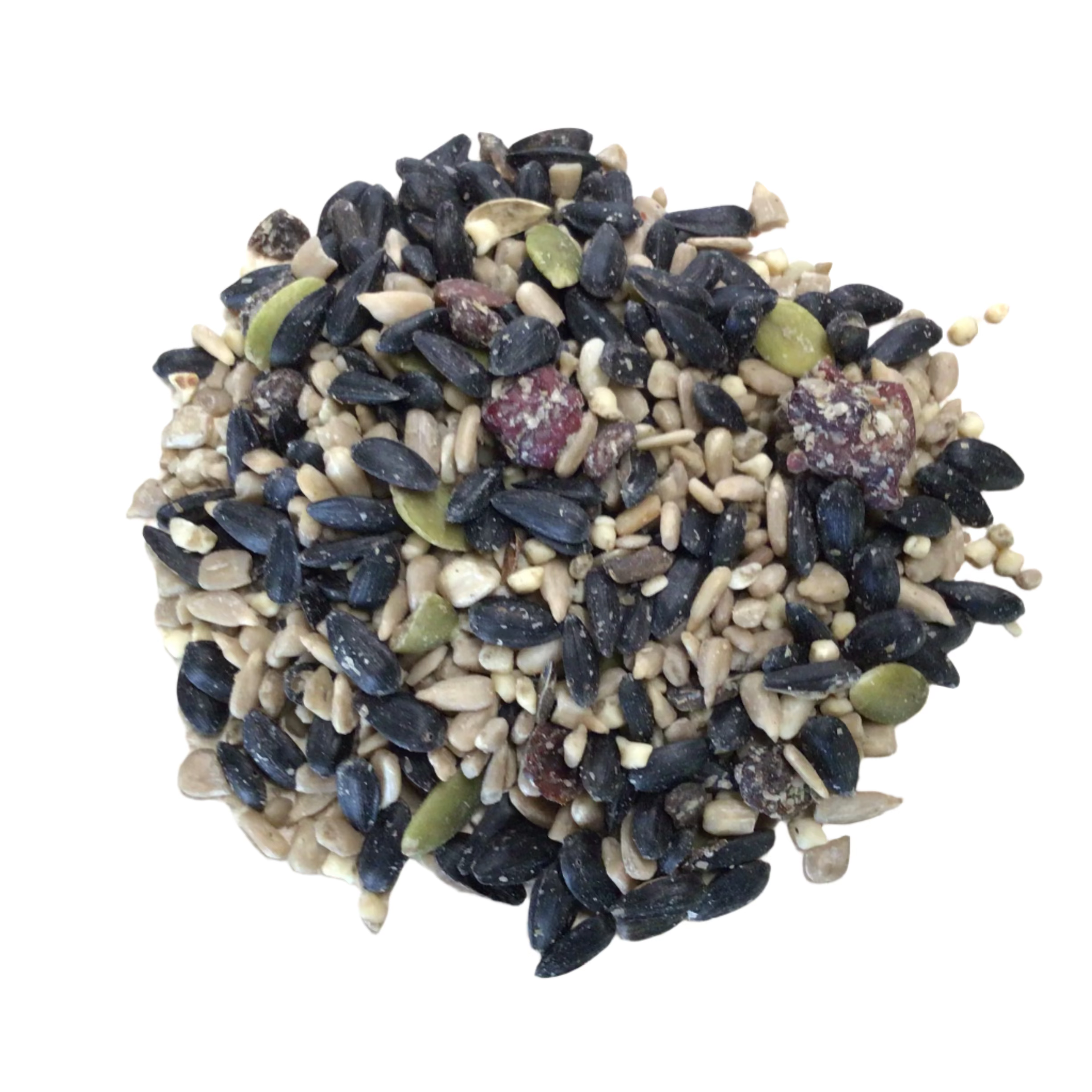 Assorted bird seed mix on a light background