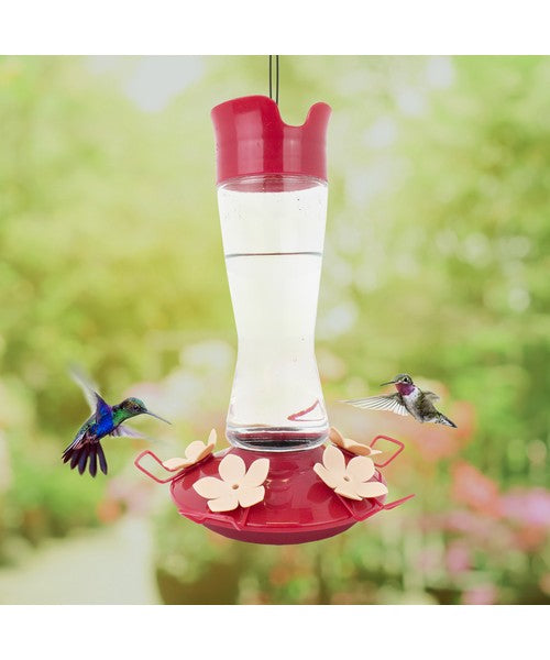 Top Fill Pinch Waist Glass Hummingbird Feeder