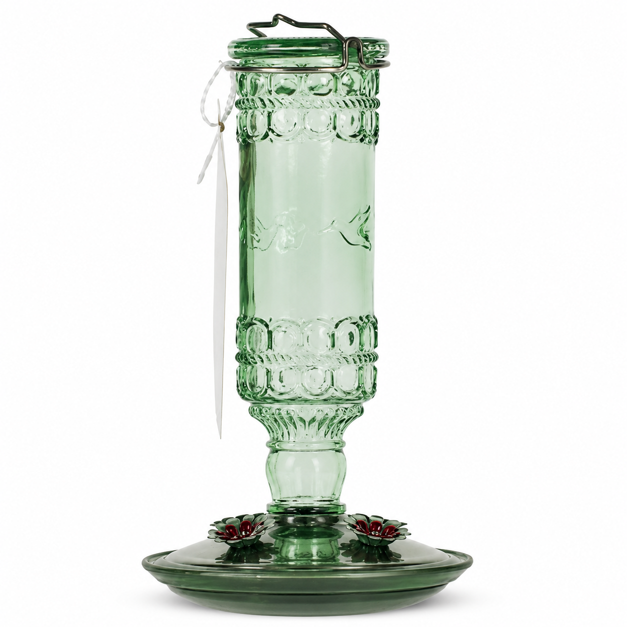 Perky-Pet Antique Green Glass Hummingbird Feeder