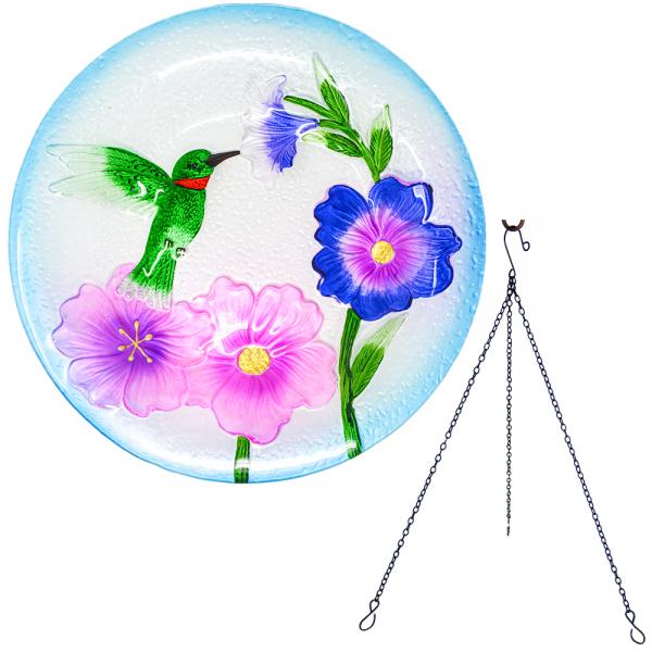 Hummingbird Hanging Glass Bird Bath