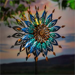 Wind Spinner, Blue Butterfly & Flowers Solar