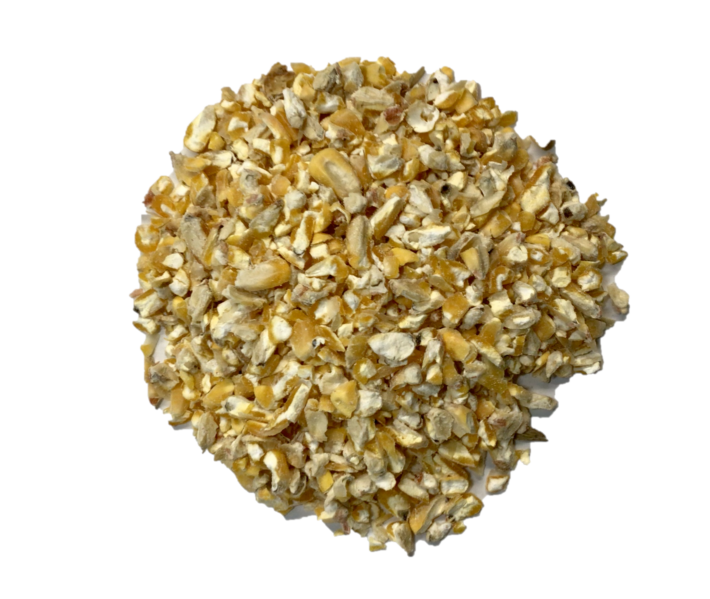 A pile of cracked corn bird seed.