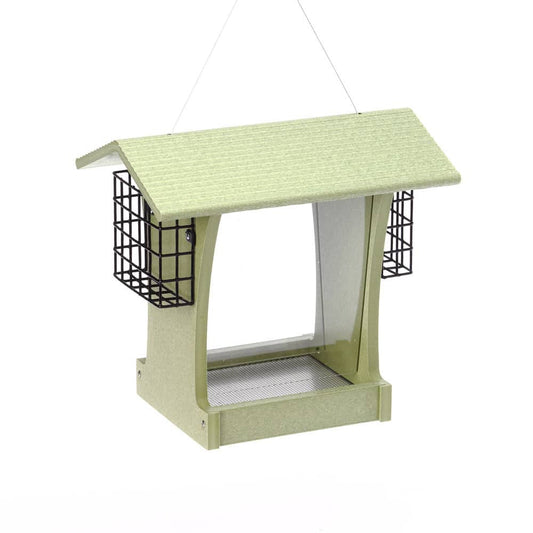 Bird Feeder Recycled Tall Hopper With Suet Cages