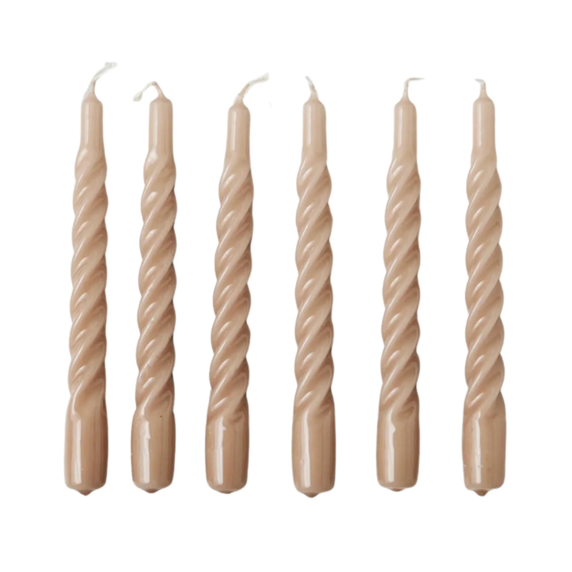 Taupe Twist Taper Candle